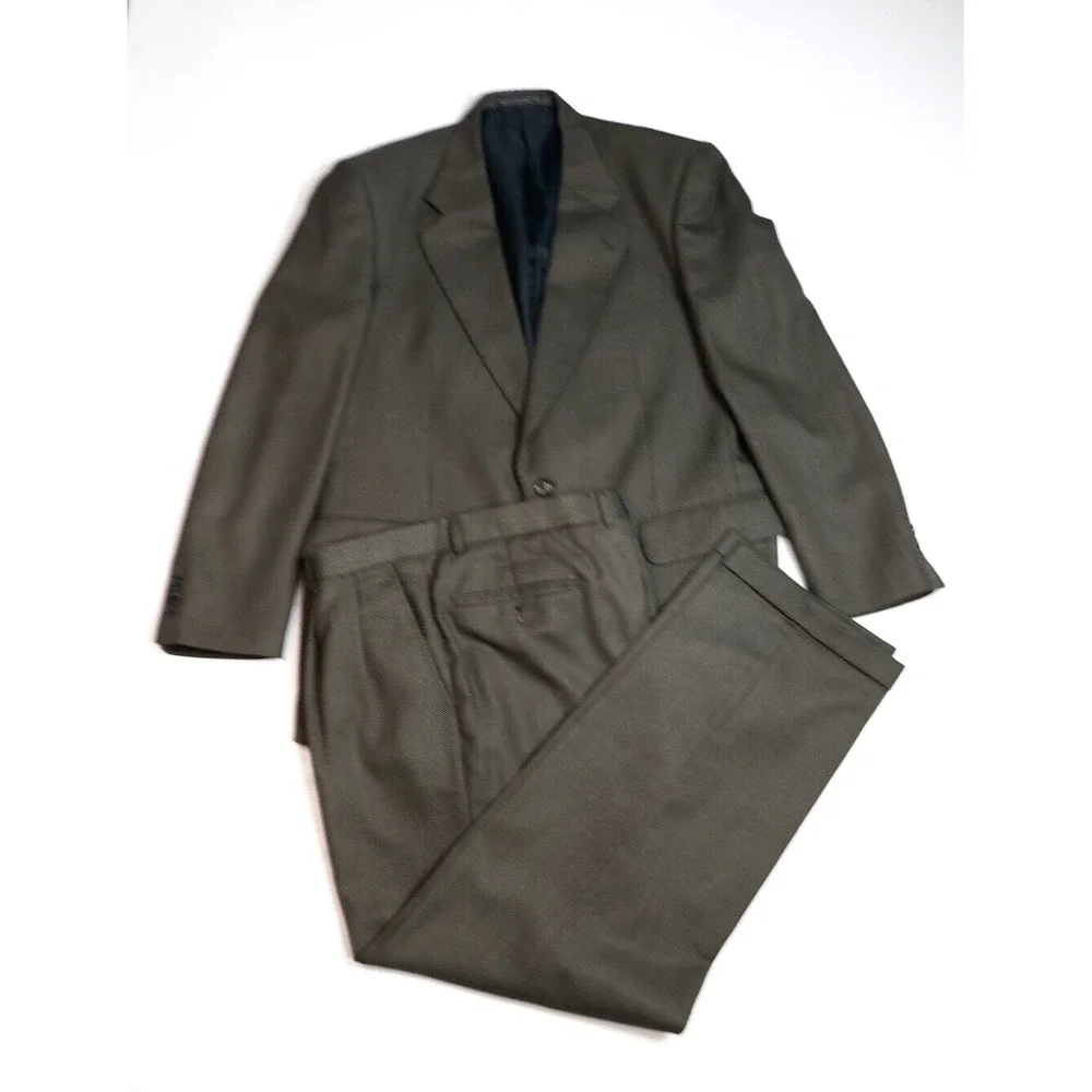 di Marabelli Mens Two Piece Pant‎ Suit Set Lined Brown/Beige 34x29.5